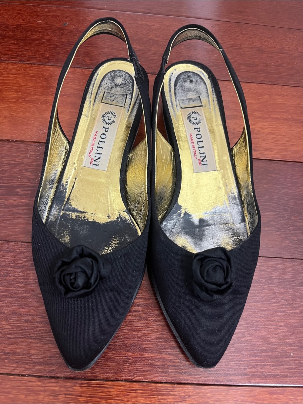 VINTAGE POLLINI SILK SLINGBACKS